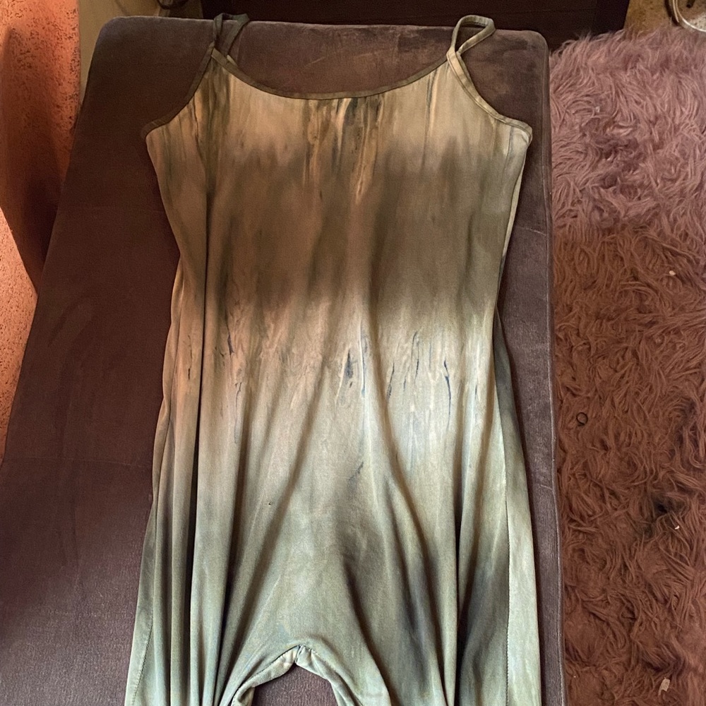 Tie dye army green jumpsuit
